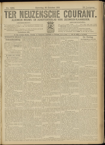 Ter Neuzensche Courant / Neuzensche Courant / (Algemeen) nieuws en advertentieblad voor Zeeuwsch-Vlaanderen 1915-10-30