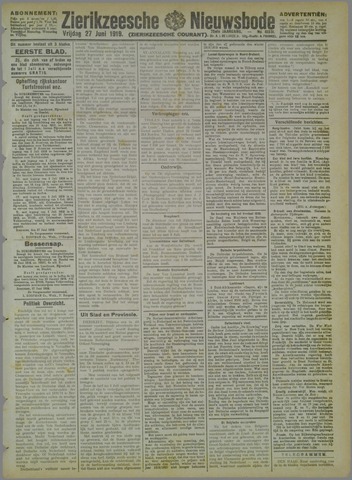 Zierikzeesche Nieuwsbode 1919-06-27