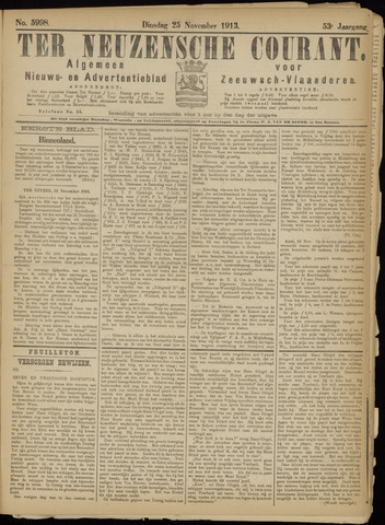 Ter Neuzensche Courant / Neuzensche Courant / (Algemeen) nieuws en advertentieblad voor Zeeuwsch-Vlaanderen 1913-11-25