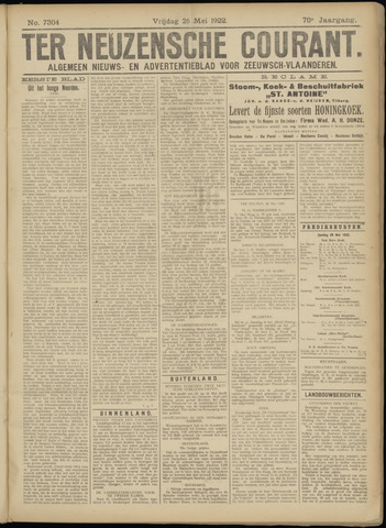 Ter Neuzensche Courant / Neuzensche Courant / (Algemeen) nieuws en advertentieblad voor Zeeuwsch-Vlaanderen 1922-05-26