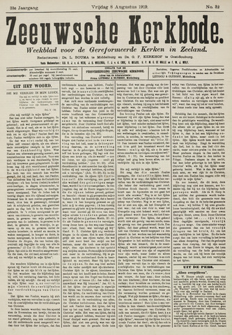 Zeeuwsche kerkbode, weekblad gewijd aan de belangen der gereformeerde kerken/ Zeeuwsch kerkblad 1919-08-08