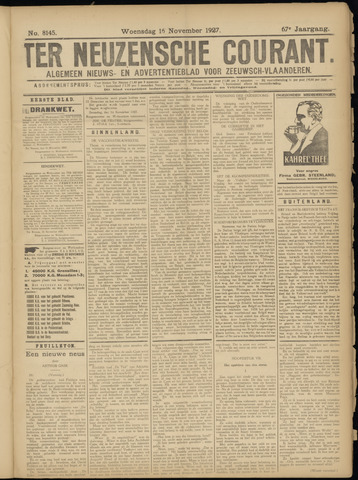 Ter Neuzensche Courant / Neuzensche Courant / (Algemeen) nieuws en advertentieblad voor Zeeuwsch-Vlaanderen 1927-11-16
