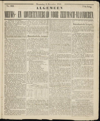 Ter Neuzensche Courant / Neuzensche Courant / (Algemeen) nieuws en advertentieblad voor Zeeuwsch-Vlaanderen 1871-12-06