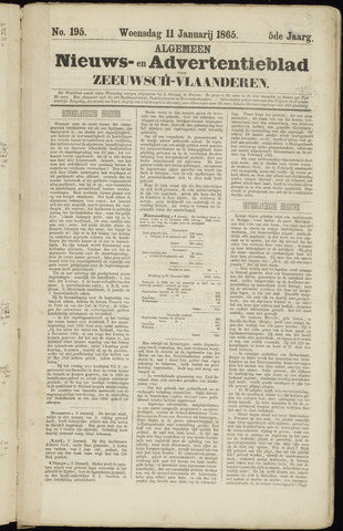 Ter Neuzensche Courant / Neuzensche Courant / (Algemeen) nieuws en advertentieblad voor Zeeuwsch-Vlaanderen 1865-01-11