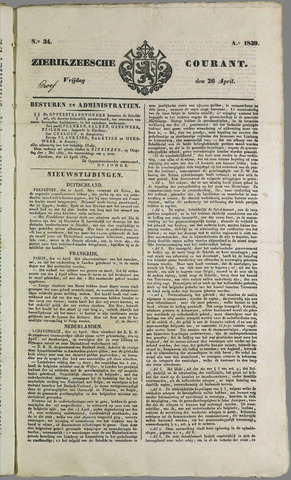 Zierikzeesche Courant 1839-04-26