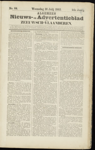 Ter Neuzensche Courant. Algemeen Nieuws- en Advertentieblad voor Zeeuwsch-Vlaanderen / Neuzensche Courant ... (idem) / (Algemeen) nieuws en advertentieblad voor Zeeuwsch-Vlaanderen 1862-07-16