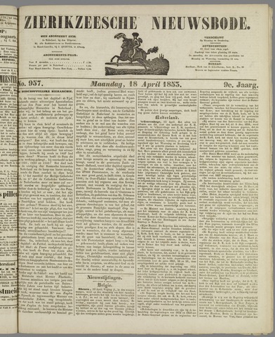 Zierikzeesche Nieuwsbode 1853-04-18