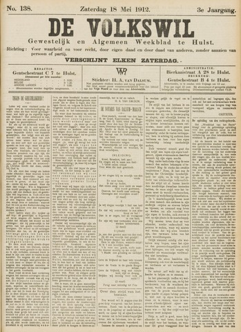 Volkswil/Natuurrecht. Gewestelijk en Algemeen Weekblad te Hulst 1912-05-18