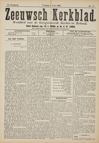 Zeeuwsche kerkbode, weekblad gewijd aan de belangen der gereformeerde kerken/ Zeeuwsch kerkblad 1911-06-09