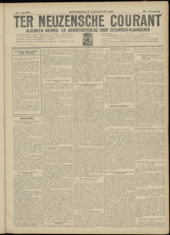 Ter Neuzensche Courant / Neuzensche Courant / (Algemeen) nieuws en advertentieblad voor Zeeuwsch-Vlaanderen 1941-08-13