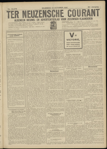 Ter Neuzensche Courant / Neuzensche Courant / (Algemeen) nieuws en advertentieblad voor Zeeuwsch-Vlaanderen 1941-10-13