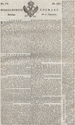 Middelburgsche Courant 1760-09-27
