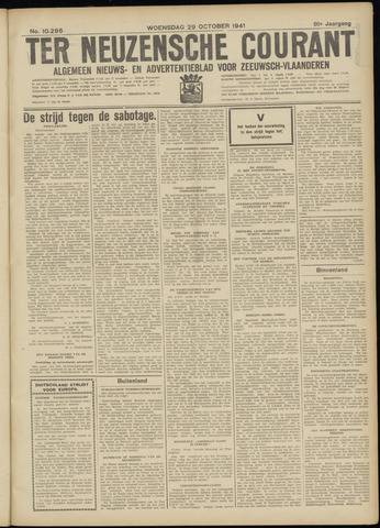 Ter Neuzensche Courant / Neuzensche Courant / (Algemeen) nieuws en advertentieblad voor Zeeuwsch-Vlaanderen 1941-10-29