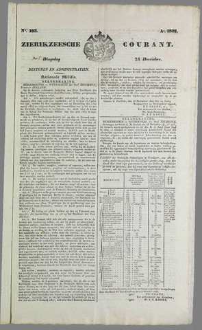 Zierikzeesche Courant 1833-12-24