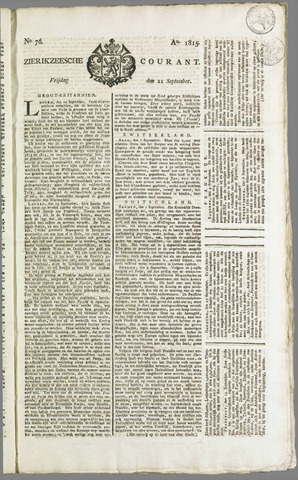 Zierikzeesche Courant 1815-09-22
