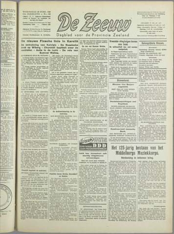 De Zeeuw. Christelijk-historisch nieuwsblad voor Zeeland 1940-02-28