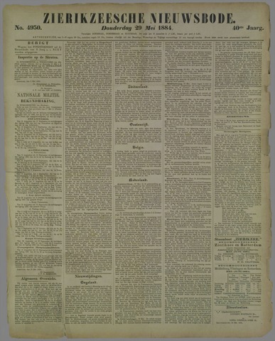 Zierikzeesche Nieuwsbode 1884-05-29