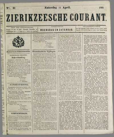 Zierikzeesche Courant 1868-04-11