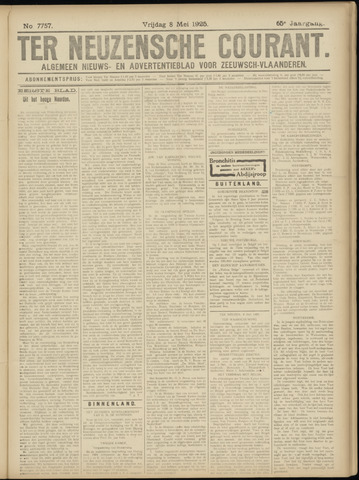 Ter Neuzensche Courant / Neuzensche Courant / (Algemeen) nieuws en advertentieblad voor Zeeuwsch-Vlaanderen 1925-05-08