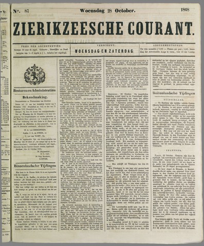 Zierikzeesche Courant 1868-10-28