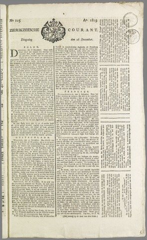 Zierikzeesche Courant 1815-12-26