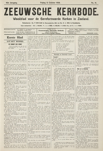 Zeeuwsche kerkbode, weekblad gewijd aan de belangen der gereformeerde kerken/ Zeeuwsch kerkblad 1928-10-12