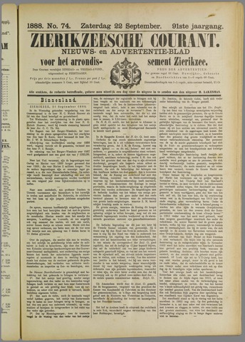 Zierikzeesche Courant 1888-09-22