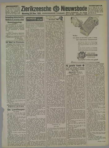 Zierikzeesche Nieuwsbode 1931-11-23