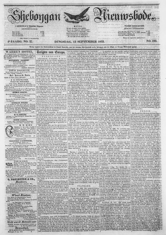 Sheboygan Nieuwsbode 1853-09-13