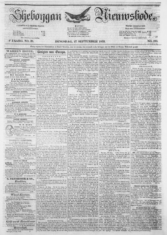 Sheboygan Nieuwsbode 1853-09-27