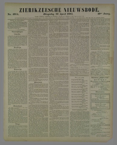 Zierikzeesche Nieuwsbode 1884-04-22