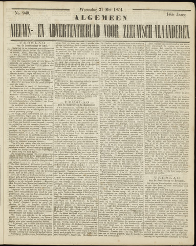 Ter Neuzensche Courant / Neuzensche Courant / (Algemeen) nieuws en advertentieblad voor Zeeuwsch-Vlaanderen 1874-05-27