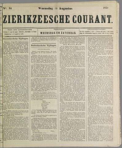 Zierikzeesche Courant 1870-08-10