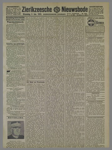Zierikzeesche Nieuwsbode 1931-01-05