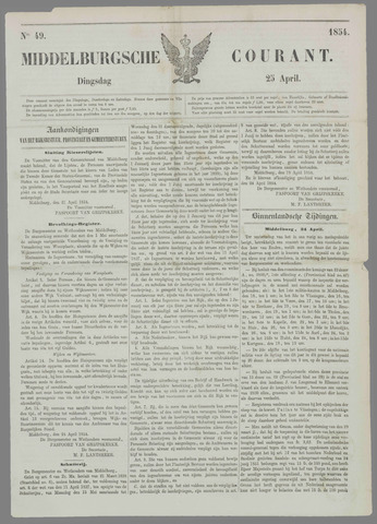 Middelburgsche Courant 1854-04-25