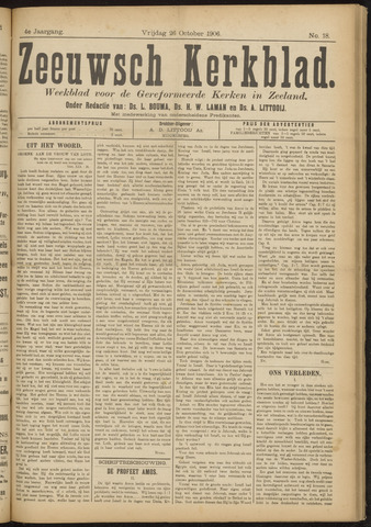 Zeeuwsche kerkbode, weekblad gewijd aan de belangen der gereformeerde kerken/ Zeeuwsch kerkblad 1906-10-26
