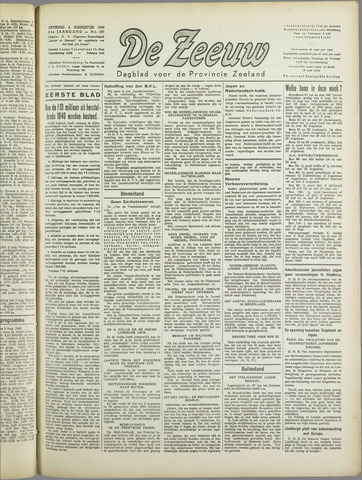 De Zeeuw. Christelijk-historisch nieuwsblad voor Zeeland 1940-08-06