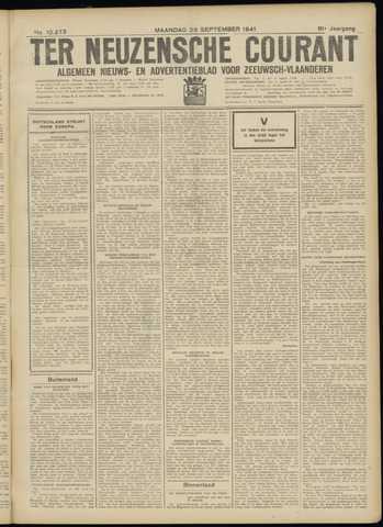Ter Neuzensche Courant / Neuzensche Courant / (Algemeen) nieuws en advertentieblad voor Zeeuwsch-Vlaanderen 1941-09-29