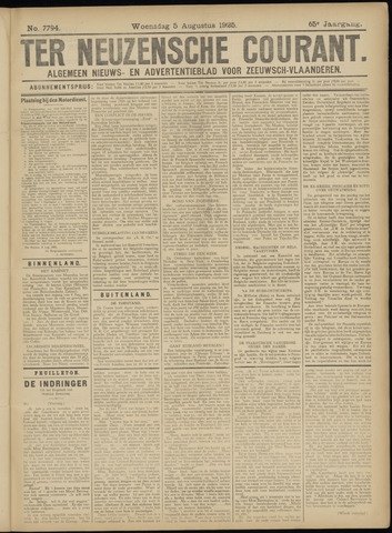 Ter Neuzensche Courant / Neuzensche Courant / (Algemeen) nieuws en advertentieblad voor Zeeuwsch-Vlaanderen 1925-08-05