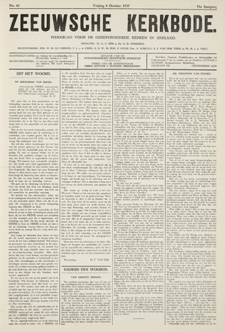 Zeeuwsche kerkbode, weekblad gewijd aan de belangen der gereformeerde kerken/ Zeeuwsch kerkblad 1937-10-08