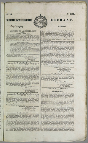 Zierikzeesche Courant 1833-03-08