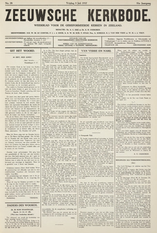 Zeeuwsche kerkbode, weekblad gewijd aan de belangen der gereformeerde kerken/ Zeeuwsch kerkblad 1937-07-09