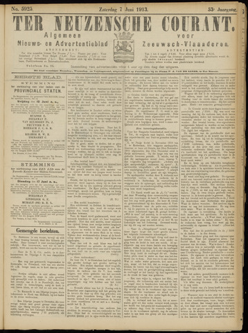 Ter Neuzensche Courant / Neuzensche Courant / (Algemeen) nieuws en advertentieblad voor Zeeuwsch-Vlaanderen 1913-06-07