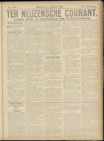 Ter Neuzensche Courant / Neuzensche Courant / (Algemeen) nieuws en advertentieblad voor Zeeuwsch-Vlaanderen 1922-08-21
