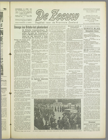 De Zeeuw. Christelijk-historisch nieuwsblad voor Zeeland 1940-04-18