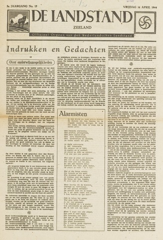 De landstand in Zeeland, geïllustreerd weekblad. 1944-04-14