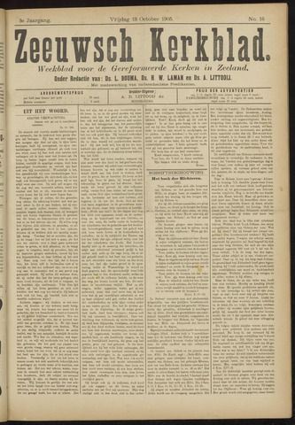 Zeeuwsche kerkbode, weekblad gewijd aan de belangen der gereformeerde kerken/ Zeeuwsch kerkblad 1905-10-13