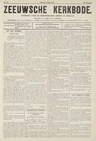 Zeeuwsche kerkbode, weekblad gewijd aan de belangen der gereformeerde kerken/ Zeeuwsch kerkblad 1937-04-16