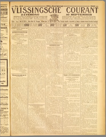 Vlissingse Courant 1921-09-10
