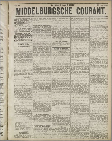 Middelburgsche Courant 1920-04-09